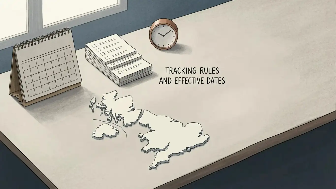 Illustration of a calendar and maps of Great Britain and Northern Ireland